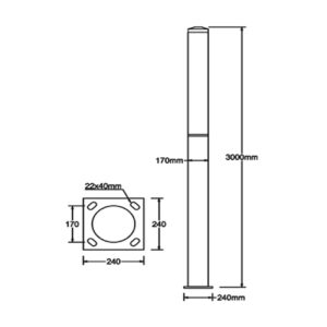 ขนาดจำลองโคมไฟสนาม สำหรับหลอด LED T8