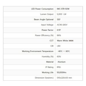 รายละเอียดโคมไฟถนน LED Street Light พร้อมขายึด 50w (วอร์มไวท์) IWACHI