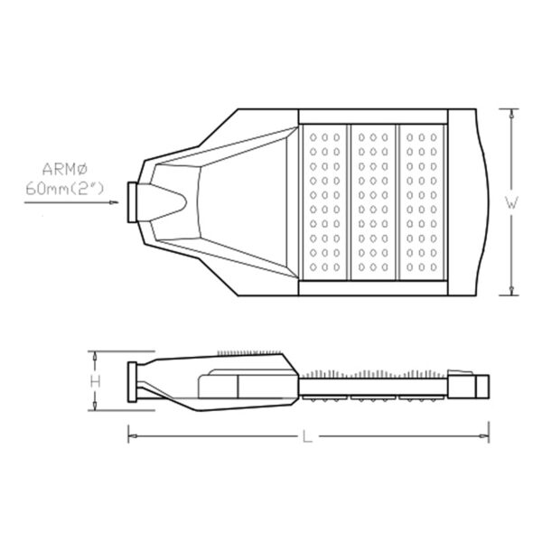 ขนาดโคมไฟถนน LED Street Light 90w (เดย์ไลท์) Lunar