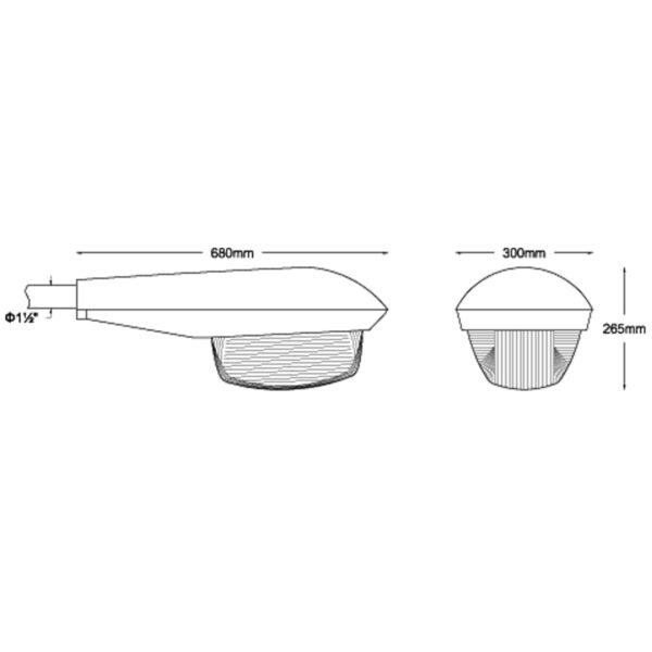 ขนาดโคมไฟถนนหลังเต่า (SC540/20) Lunar