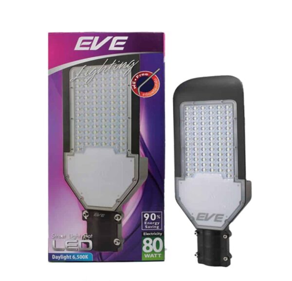 โคมไฟถนน LED Flat 80W (เดย์ไลท์) EVE