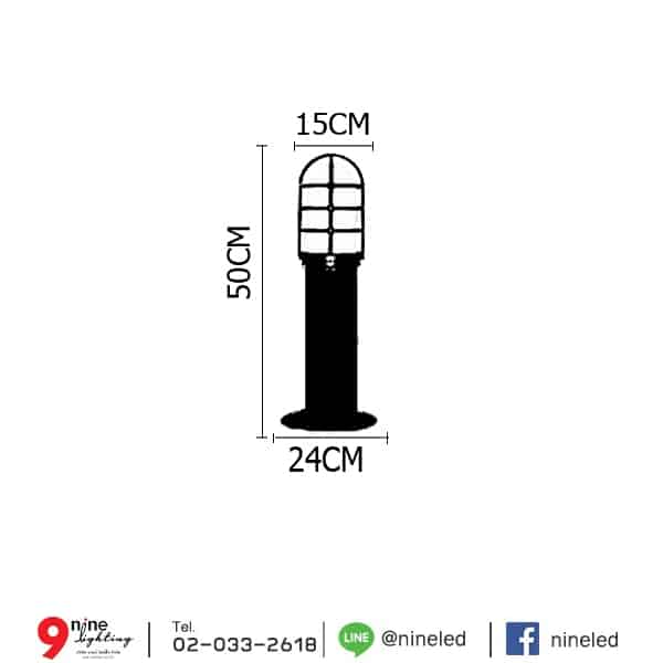 โคมไฟสนามหญ้าโป๊ะแก้วหัวหมวกสีนมและสีใส PU-810 (B)-2