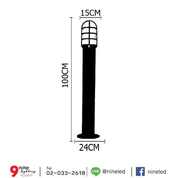 โคมไฟสนามหญ้า โป๊ะแก้วหัวหมวกสีนมและสีใส รุ่น PU-810 (C)-2