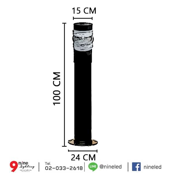 โคมไฟสนามหญ้า โป๊ะแก้วหัวน็อตใส รุ่น PU-216-C (C)