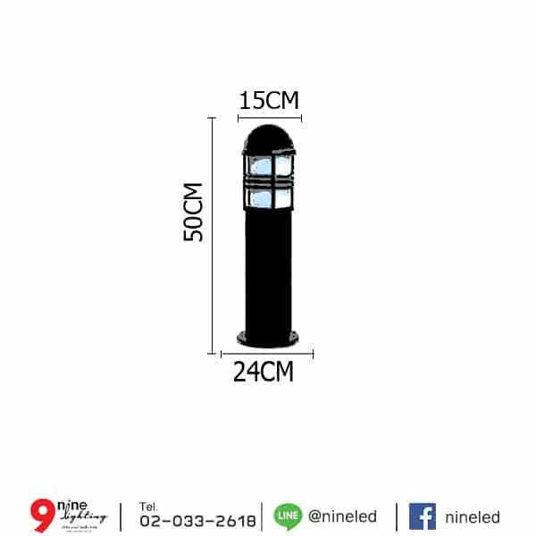 โคมไฟสนามหญ้า โป๊ะแก้วหัวหมวกสีนมและสีใส รุ่น KU-213(B)-2