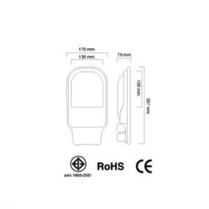 ขนาดโคมไฟถนน LED