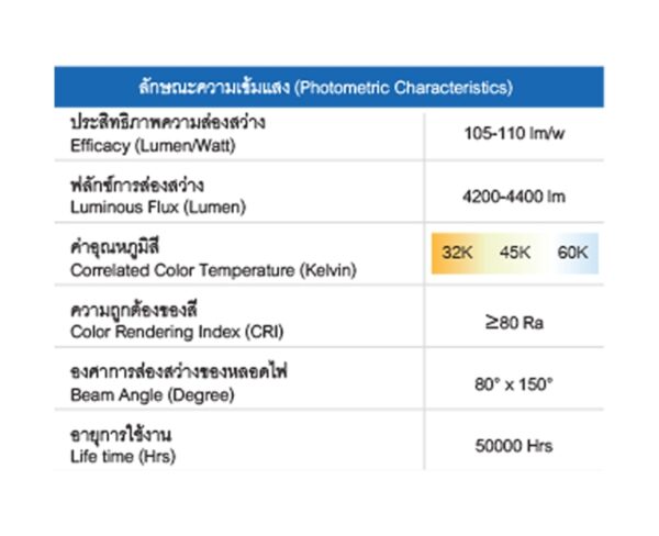 ขนาดโคมไฟถนน LED 40w ยี่ห้อ RICHLED (แสงขาว)