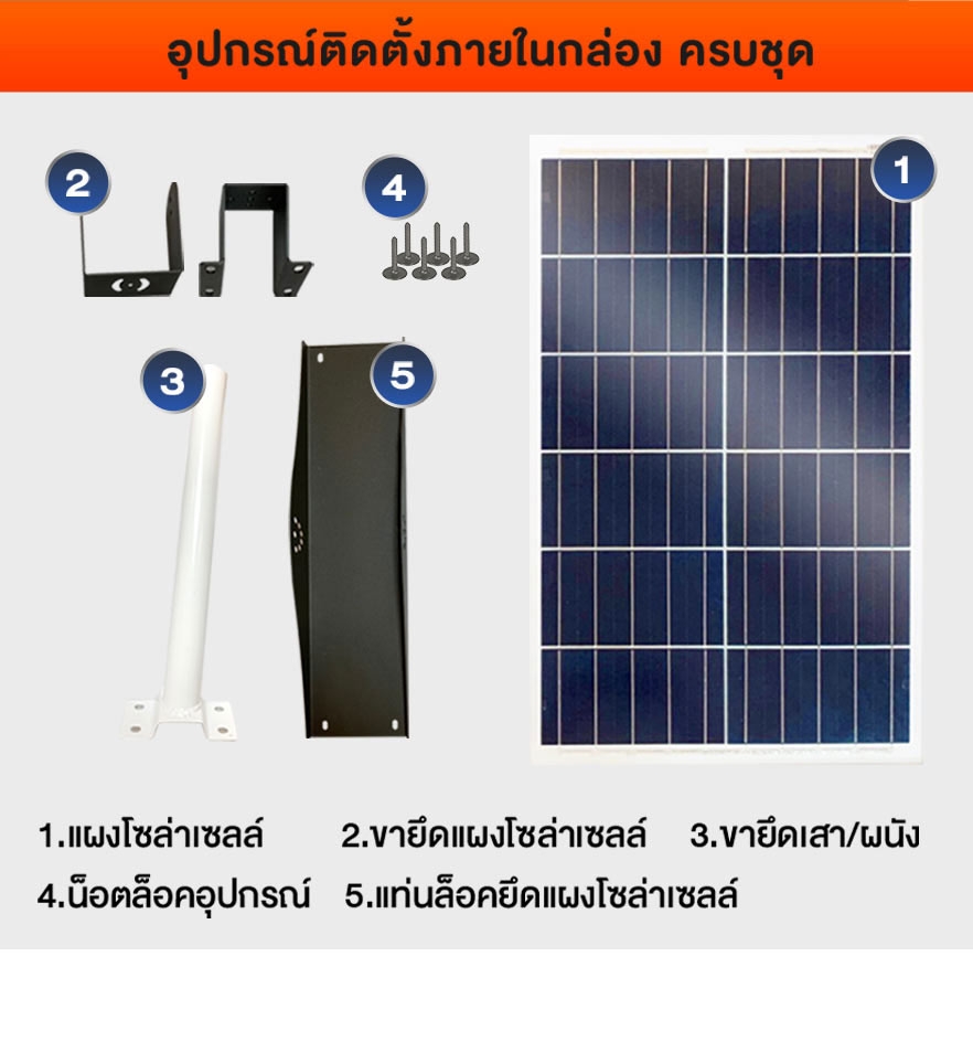 โคมไฟถนนโซล่าเซลล์-LED-200W-RICHLED-PRO-II-อุปกรณ์1