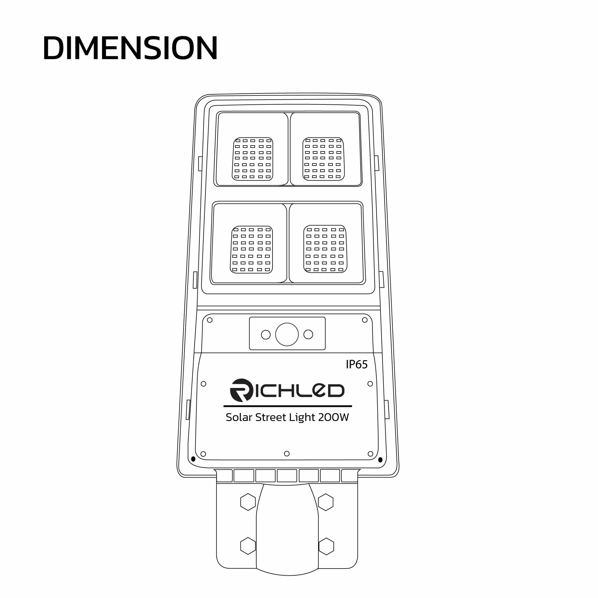 DIMENSION-โคมไฟถนนโซล่าเซลล์-LED-200W-RICHLED-SUNLIGHT