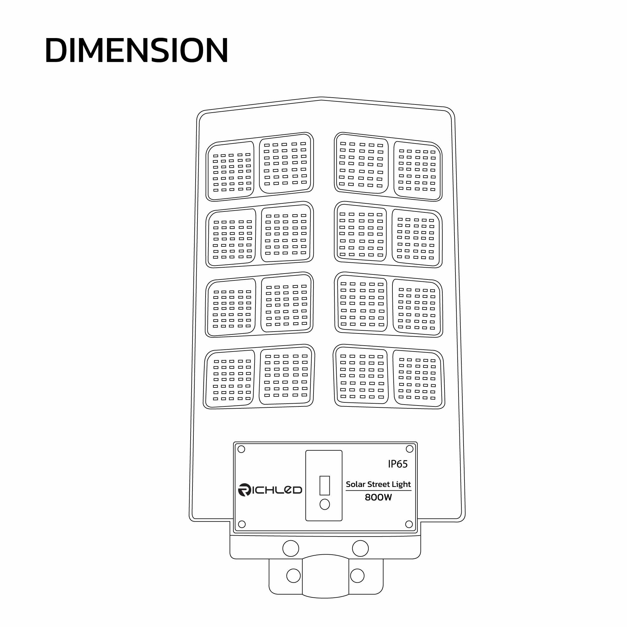 DIMENSION-โคมไฟถนนโซล่าเซลล์-LED-800W-RICHLED-SUNLIGHT