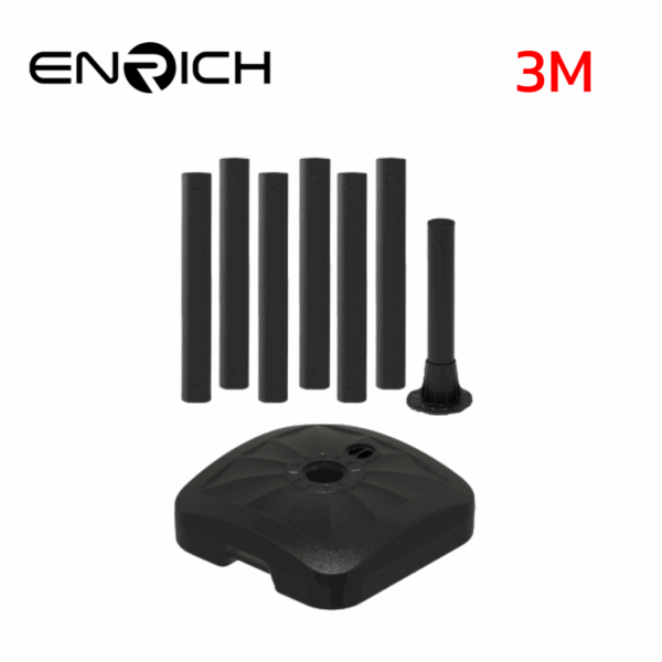 เสาไฟเหล็กตรง ทรงกลม สูง 3เมตร พร้อมฐานเติมน้ำ ENRICH - Image 2